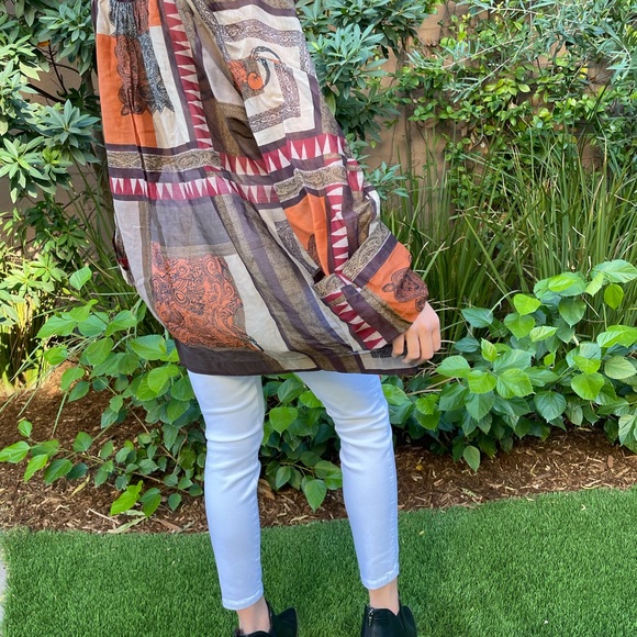 🍂 Boho Flowy Crepon Long Sleeve Blouse 🍂 - Picture 2 of 7